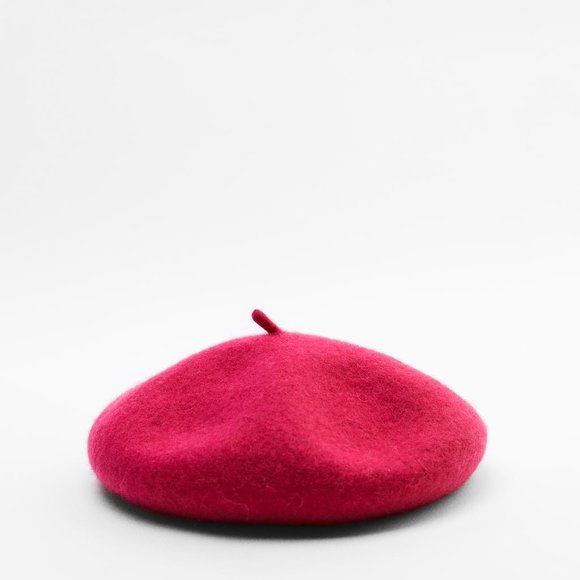 NWT ZARA 100% WOOL BERET FUCHSIA main image 6